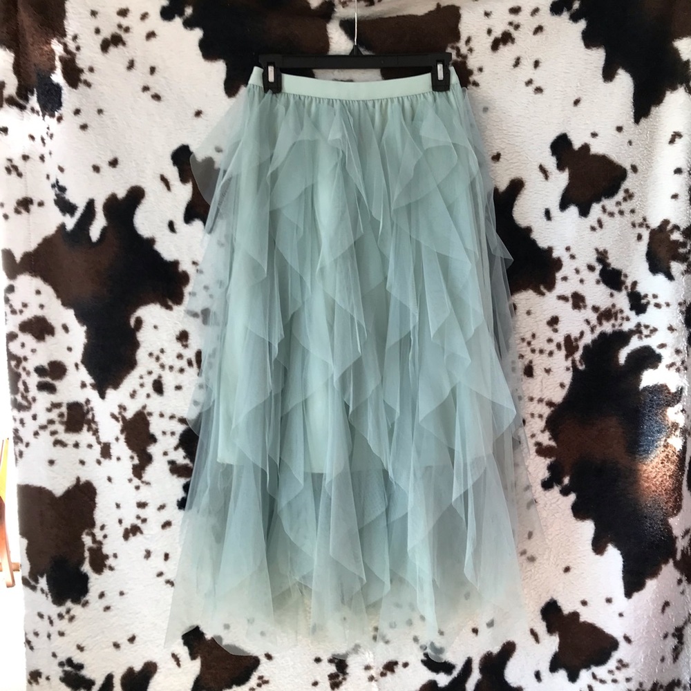 Sky Blue Ruffle Midi Tiered Bohemian Festival Skirt - Women's M - Picture 2 of 7